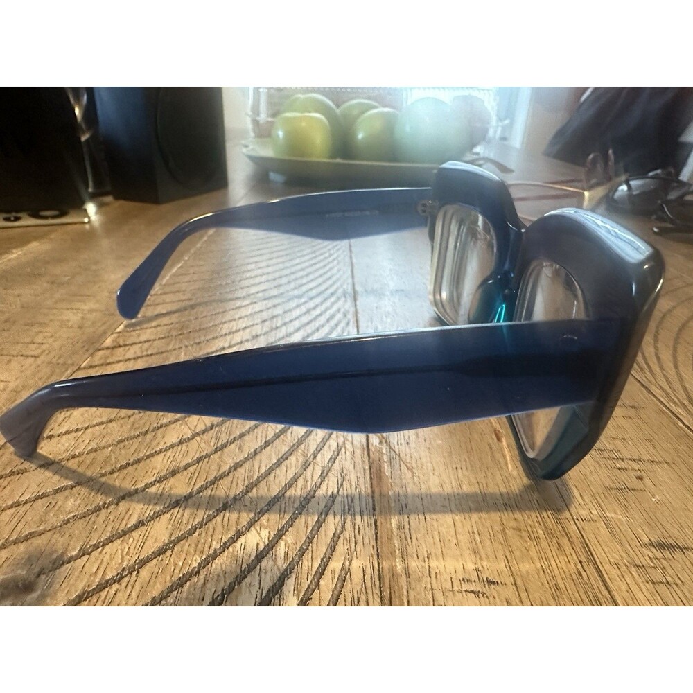 Women's Oversized Exaggerated Retro Clear Lens EYE GLASSES Big Thick Blue Frame - Picture 4 of 4